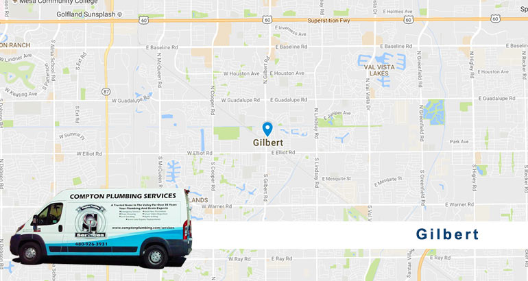 compton plumbing services plumbing van in Gilbert, AZ