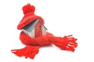 house wearing a hat and scarf as Home Insulation to keep it warm in winter